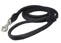 Dogs My Love 6ft Long Round Genuine Rolled Leather Dog Leash (Large: 1/2 Black)