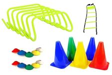 Football Training Kit Combo of 4 Mtr Ladder, 10 Soccer Cones and 6 Inch Hurdles for All Age Groups from Sports & Fitness 1 Pack