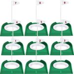 kowaku 9Pcs Golf Putting Cup and Flag, Putt Training Hole, Trainer Aid All Direction Golf Practice Cup Supplies for Backyard Home, Sport Mats Office, White Flag