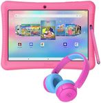 Contixo K102 10" Kids Tablet Bundle - Wireless Kids Headphones, Ages 3-7, 32GB Storage, 80+ Disney eBooks, Parental Controls, Dual Camera, Shockproof Case with Kickstand & Stylus, Pink