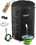 GUGY Rain Water Collection Barrel - 53 Gallon Water Storage Tank with Spigots, Portable Rain Catcher to Collect Rainwater from Gutter, Large Plastic Rain Catchment System with Collapsible Bucket