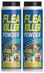 FLEA Killer Powder 2 Pack - Pest Control Indoor Outdoor Carpets Hard Surfaces - Kills Fleas Ants Cockroaches Beetles Earwigs Silverfish Woodlice Wasp Killer Powder Long-Lasting - 2x200g