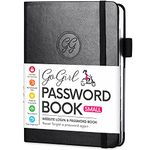 GoGirl Password Book with Alphabetical tabs - Internet Address & Password Keeper Logbook for Password Organization. Journal Notebook for Saving Website Logins Pocket Size 4.0"x5.5", Black