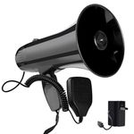 MyMealivos 35 Watt Power Portable Megaphone Speaker PA Bullhorn with Detachable Handheld Microphone, Built-in Siren, USB Flash Drive & 240S Recording (Black)