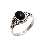 Black Onyx Stone Ring 925 Sterling 
