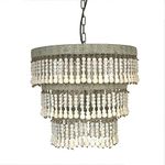 Creative Co-op Metal and Wood Beaded Chandelier, 20.5-Inch Round by 20-Inch Height