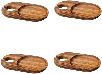 Ironwood Gourmet 28308 Cocktail Plates, Acacia Wood, Set of 4