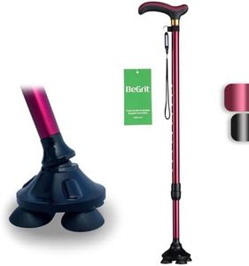 BeGrit Walking Sticks for Seniors Folding Walking Sticks Adjustable Walking Stick Collapsible Lightweight Flexible Stick Comfortable Grip for Ladies Men with Travel Bag