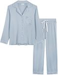 Amorbella Womens Lounge Set Soft Jersey Knit Button Down/Up Long Sleeved Pajama/Pj/Sleep Sets(Dusty Blue, XXL)