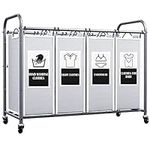 C&AHOME 4-Bag Laundry Sorter Cart, 