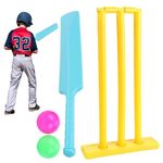 Kids Cricket Set, Cricket Kit with ABS Cricket Bat, Cricket Stumps, 2 Balls Parent Child Interaction Game for Garden Beach Home Cricket Equipment for Children Ages 3+(1)