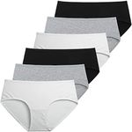 INNERSY Ladies Cotton Shorts Low Waist Soft Knickers Comfy White Black Panties Pack of 6 (18, Black/White/Grey)