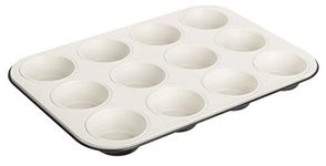 Dr. Oetker 4534 12-Piece Muffin Tin Diameter 5 cm Exclusive Muffin Baking Tin with Ceramic Reinforced Non-Stick Coating Grey/Brown/Cream