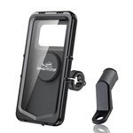 GRAND PITSTOP Waterproof Mobile Holder for Bikes, Motorcycle, Scooty, Bicycles, Bike Mobile Holder, Handlebar Cellphone Holder for Maps and GPS Navigation with 360° Rotation Phone Mount-Black