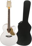 Gretsch G5022CWFE-12 Rancher Falcon 12-String Acoustic-Electric Guitar Right-Handed (White) Bundle with Protective Sturdy Wood Case (2 Items)