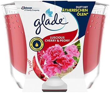 Glade Brise Cherry and Peony - Vela aromática de larga duración en vaso de cristal (aroma de cerezas y peonía, hasta 39 horas de combustión, 1 x 224 g)