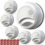 Aheroi Smoke Detectors, 6 Pack Photoelectric Smoke Detector for Home Fire Alarms Smoke Detectors 10-Year Battery Powered with Test Button and Low Battery Warning, LED Warning Light 85 dB Alarm Sound