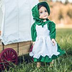 Officially Licensed Little House on The Prairie® 18 Inch Doll Outfit! Authentic 1800's American Design Calico Dress & Bonnet with White Apron. Compatible for Use with American Girl Dolls