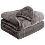 Mr. Sandman Weighted Blanket for Adult King Size, 20 Pounds, Soft Sherpa and Cozy Flannel Heavy Blanket Throw, Great for Relax and Calming - 90'' X 90'', Grey