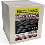 5 lbs Ceramic Triangular 1/4 x 3/8 for Deburring and Edge-Rounding Media for Steel, Stainless Steel, and Hard Metals - Liquid Finishing Compound and Clean, Dry and Store Bag Included