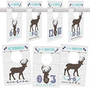 7 Woodland Baby Nursery Closet Organizer Dividers For Boy Clothing, Blue Deer Age Size Hanger Organization For Kid Toddler, Infant Newborn Clothes Must Have, Shower Registry Gift Supplies, 0-24 Months