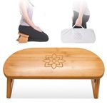 Mindful and Modern Folding Meditation Bench - Wooden Seiza Kneeling Stool for Zen Meditating Posture - Bonus Portable Travel Carry Bag - Ergonomic Bamboo Yoga Stool