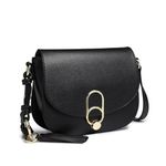 Miss Lulu Women Cross Body Bag Fashion Tassel Decoration Zipper Handbags Flap with Lock Closure Shoulder Bag (Black)