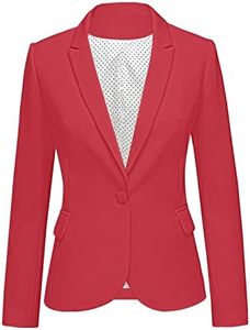 luvamia Women's Long Sleeve Formal Notch Lapel Button Down Blazer Pockets Jacket, A True Red, Large