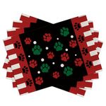 Seliem Christmas Dog Cat Paw Prints Placemats Set of 4, Xmas Polka Dot Dining Table Place Mats Pet Lover Gifts, Funny Holiday Kitchen Decor Party Home Decoration 12 x 18 Inch