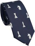 ZENXUS Sports and Game Ties for Men, Designer Necktie Navy, Chess, Medium