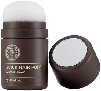 The Face Shop Quick Hair Puff - Dark Brown - Root Touch Up Hair Color, Hairline Powder Conceals Hair Loss, Hair Toppers for Women & Men - Hair Fibers for Thinning Hair, Root Cover Up, Gray Concealer