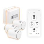 Netatmo Pack of Smart Thermostat + 3 Intelligent Connected Radiator Valve, Thermostatic Heads, Wifi, Remote Control via App, Compatible with Individual Heating, NBU-NTH-NAV-EU