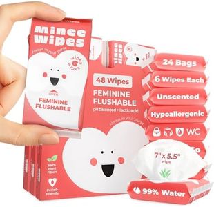 Feminine Wipes for Women – Flushable pH Balanced Wipes, 99% Water & Aloe – Unscented, Gentle Intimate & Period Care with Odor Protection – Daily Hygiene & Travel Essentials – 24 Pack, 144 Wipes