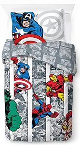 Jay Franco Marvel Comics Comic Cool 100% Cotton Children's Bedding Set 135 x 200 cm Single Bed Size - Duvet Cover + Pillowcase 50 x 70 cm