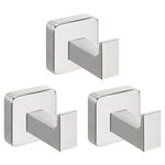 NearMoon Bath Towel Hooks -SUS304 Stainless Steel Square Clothes Robe Hooks Hanger, Heavy Duty Coat Hooks for Bathroom Livingroom Hotel Kitchen Garage, Wall Mounted - 3 Pack (Chrome Finish)