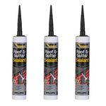 Everbuild 3 X Roof & Gutter Sealant Black 310ml EVBROOFBL