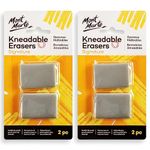 Mont Marte Kneadable Erasers Signature 2pc 2-Pack, Kneaded Erasers for Drawing, Create Highlights, Erase or Lighten Charcoal, Pastel, Pencil, Chalk Artwork, Ideal for Artists, Drawing or Sketching