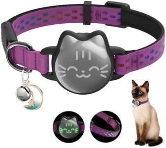 AirTag Cat Collar Breakaway, Reflective Cat Collar Compatible with Apple AirTag 1st & 2nd Gen, Hidden Holder with Bell, Lightweight Water-Resistant Strap for Cats, AirTag Not Included