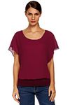 FINEJO Women's Chiffon Long Sleeve Casual Blouse Top T-Shirts Wine red XL