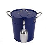 Hot Sale T586 Blue 4L Metal Double Walled Ice Bucket With Lid And Scoop