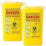 harayaa 2pcs Sharps Container Biohazard Needle Disposal Waste Bin 1L