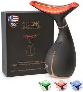 GLO24K Red Light Beauty Device for Face and Neck. Based on Triple Action L E D, Thermal, and Vibration Technologies.