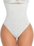 SAYFUT Tummy Control Thong Shapewear for Women 328 Waist Cincher Girdle Slimmer Sexy Thong Panty Shapewear White