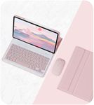 IPad Keyboard Case with Mouse,Empty room Wireless Bluetooth Keyboard with 10.2/10.5 Inch IPad Case,IPad Case with Keyboard for 2021 9th/2020 8th/2019 7th Gen/Air3, Pink