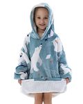 Kids Oversized Blanket Hoodie Wearable Boy Girl, Soft Snuggle Warm Flannel Sweatshirt Blanket with Big Front Pockets, Lounging Sweater Blanket Warm Indoors Outdoors 3-6Years Polar Bear