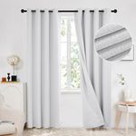 Deconovo Total Blackout Curtains with Double-sided Faux Linen Eyelet Curtains Noise Reduction, Thermal Insulated Curtains for Door, Greyish White, 52x84 Inch(Width x Length), 2 Panels