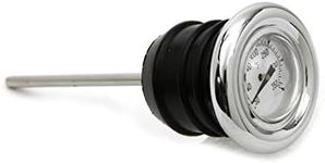 Chrome Shorty Style Oil Tank Dipstick w/Oil Temperature Gauge - White Gauge Face - Fits 1979-2003 Harley Sportster & 1984-1999 Harley Softail Big Twin EVO - Replaces HD Part# 62668-87T (40-0674)