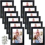 Giftgarden 12Packs 3.5x5 Black Picture Frame Set with Picture Mount for Table Display and Wall Decor