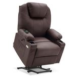 Mcombo Large Power Lift Recliner Chair with Massage and Heat for Elderly Big and Tall People, 3 Positions, 2 Side Pockets and Cup Holders, USB Ports, Faux Leather 7517 (Large, Light Brown)