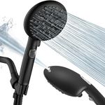 Cobbe High Pressure 9 Functions Shower Head with Handheld, Built-in Power Spray to Clean Corner, Tub and Pets, Stainless Steel Hose (Matte Black)